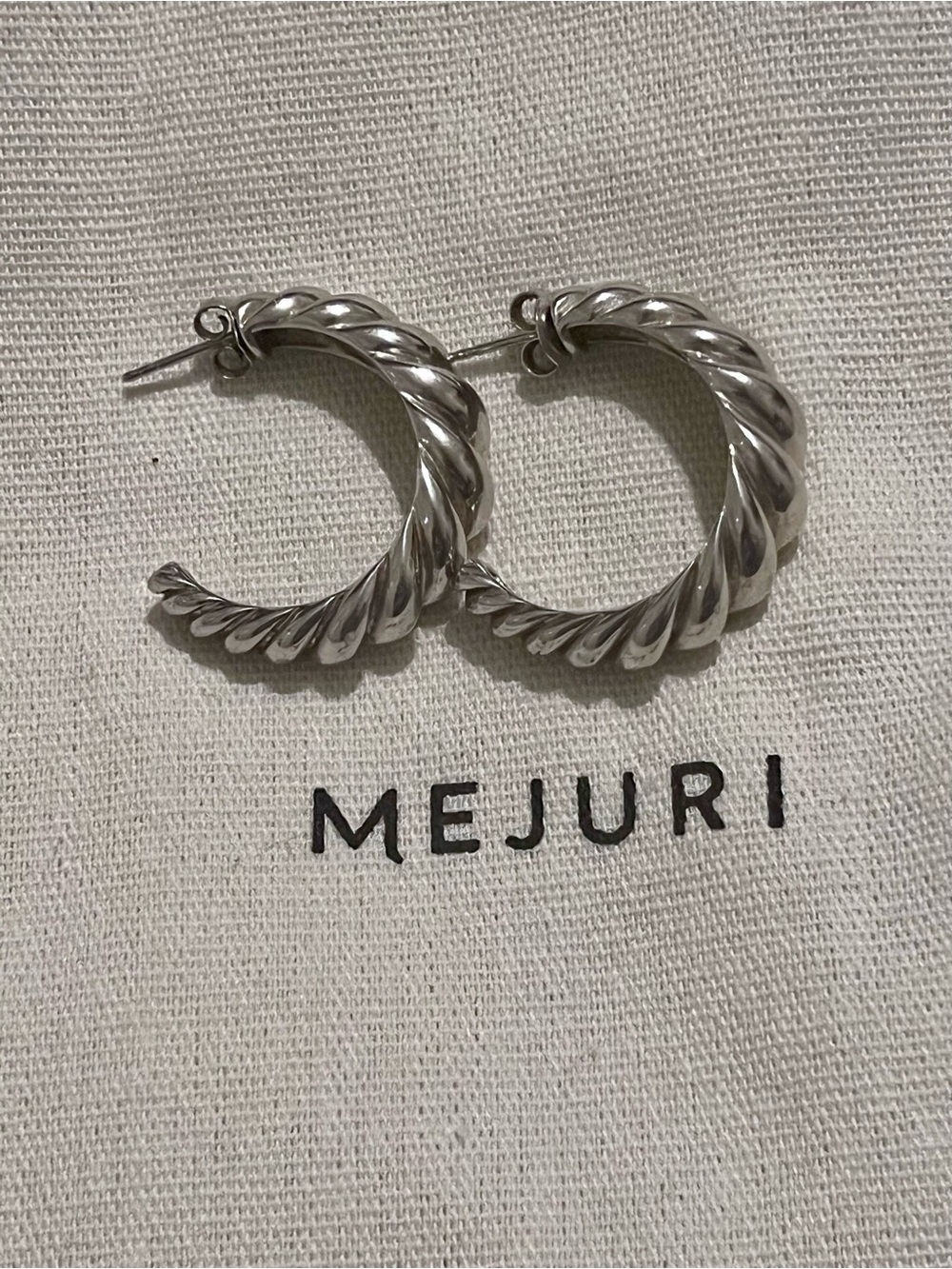 Authentic Mejuri Croissant Dome Hoop Earrings | Sterling Silver | Discontinued